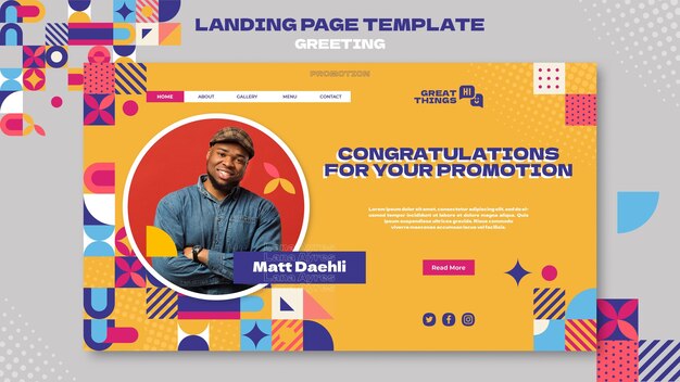 Page de destination des félicitations de la promotion