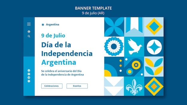 PSD gratuit page de destination de la fête de l'indépendance de l'argentine