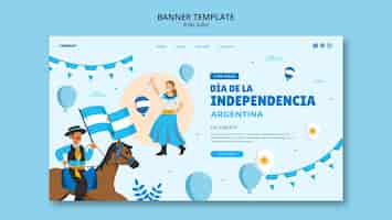 PSD gratuit page de destination de la fête de l'indépendance de l'argentine