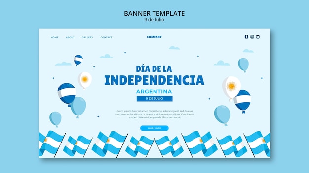 PSD gratuit page de destination de la fête de l'indépendance de l'argentine