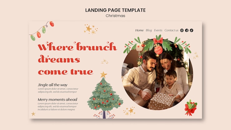 PSD gratuit page de destination de la fête de noël