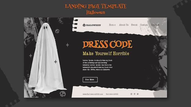 PSD gratuit page de destination grungy happy halloween