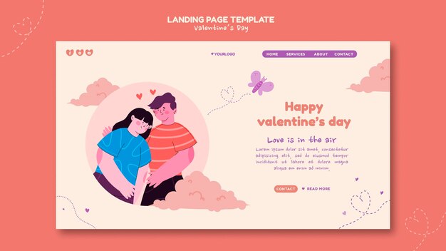 Page de destination illustrée de la Saint-Valentin