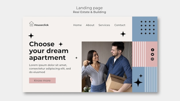 PSD gratuit page de destination de l'immobilier et du bâtiment