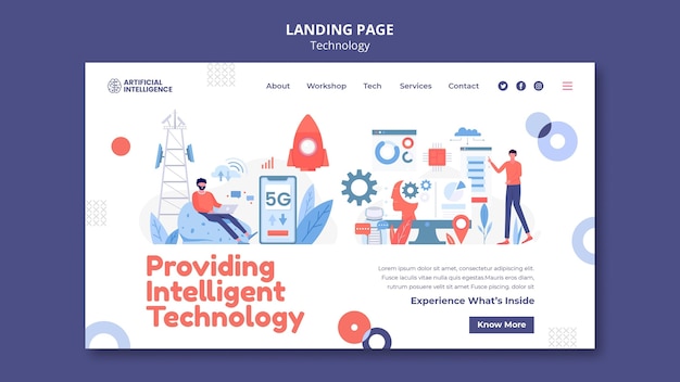 PSD gratuit page de destination de l'intelligence artificielle