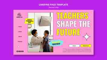PSD gratuit page de destination de la journée des enseignants au design plat