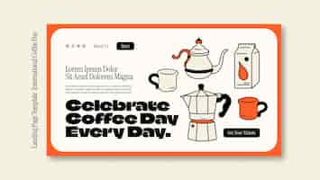 PSD gratuit page de destination de la journée internationale du café