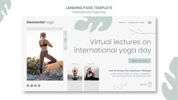 PSD gratuit page de destination de la journée internationale du yoga