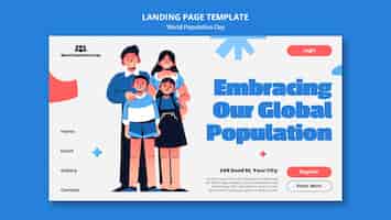PSD gratuit page de destination de la journée mondiale de la population dessinée à la main