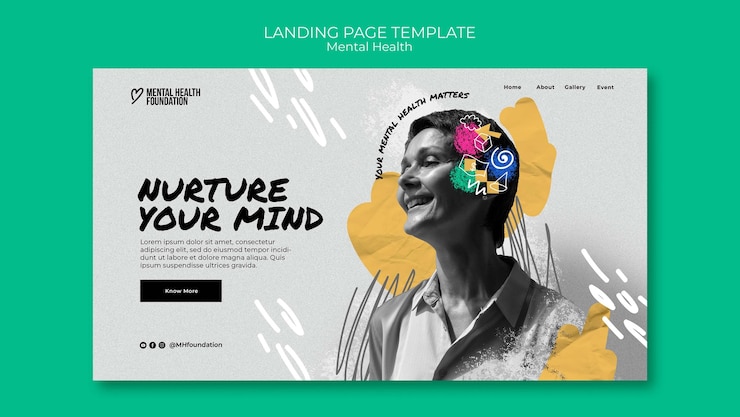 PSD gratuit page de destination de la journée mondiale de la santé mentale