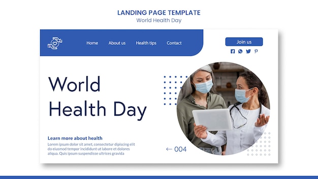 PSD gratuit page de destination de la journée mondiale de la santé