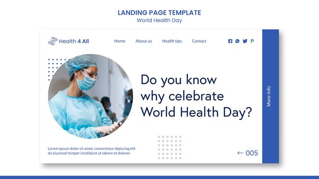 Page de destination de la journée mondiale de la santé