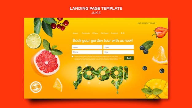Page de destination des jus bio