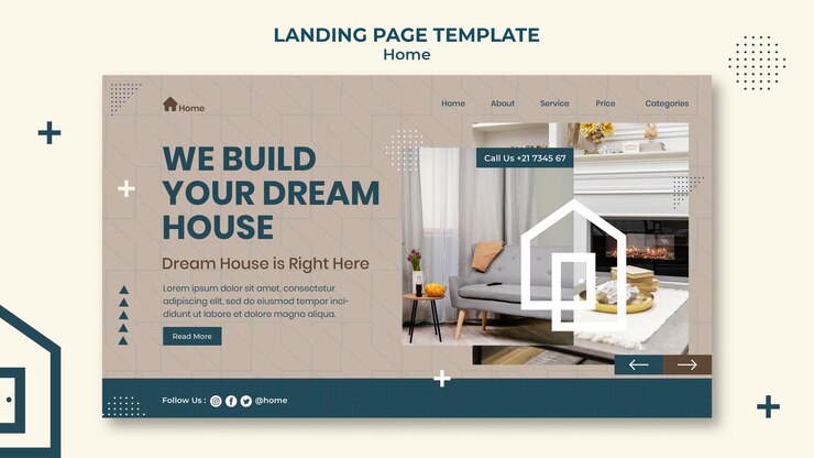 PSD gratuit page de destination de la maison de rêve