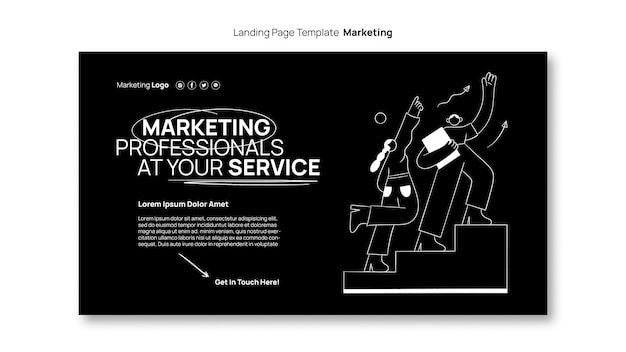 Page de destination marketing dessinée à la main
