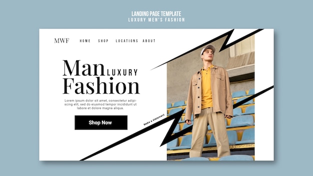 PSD gratuit page de destination de la mode masculine de luxe