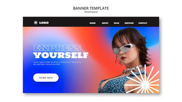 PSD gratuit page de destination de la mode streetwear dégradé