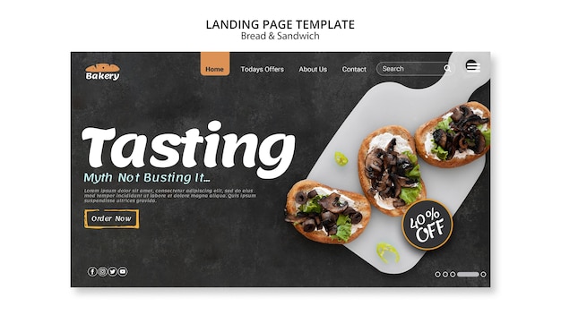 PSD gratuit page de destination pain et sandwich