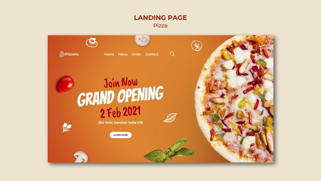 Page de destination de la pizza