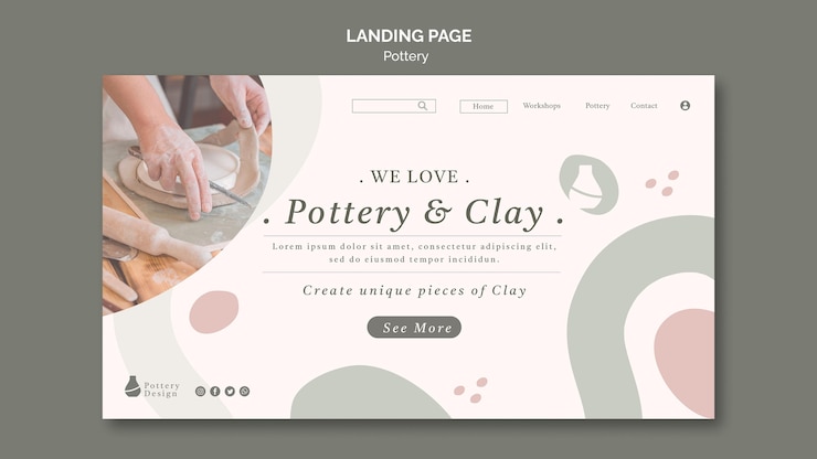 PSD gratuit page de destination de la poterie
