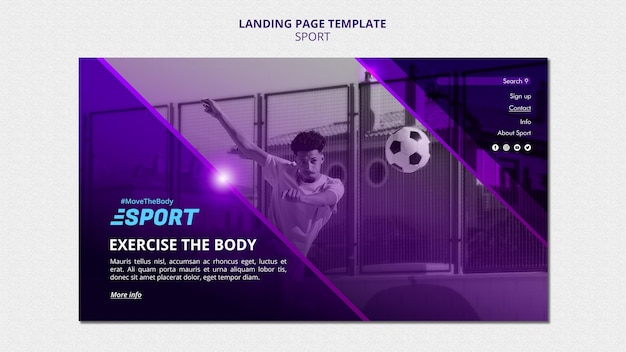 PSD gratuit page de destination pour les activités sportives