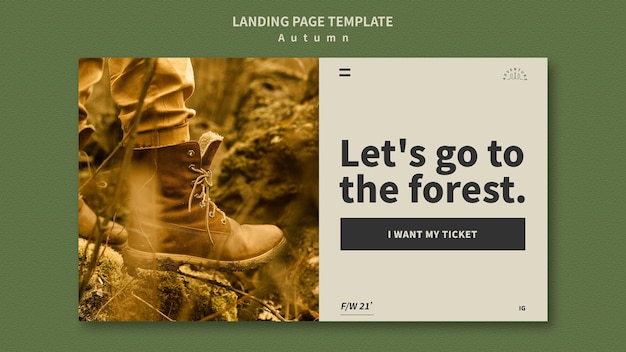 PSD gratuit page de destination pour l'aventure d'automne dans la forêt