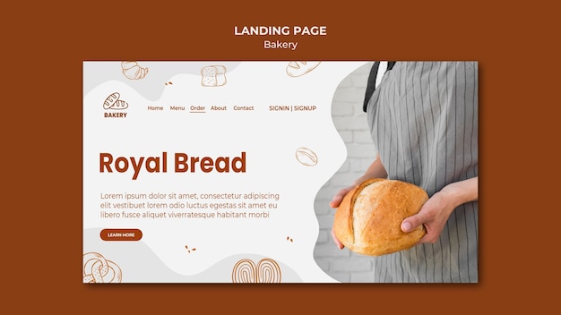 Page de destination pour la boulangerie