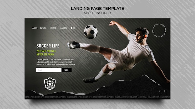 PSD gratuit page de destination pour le club de football