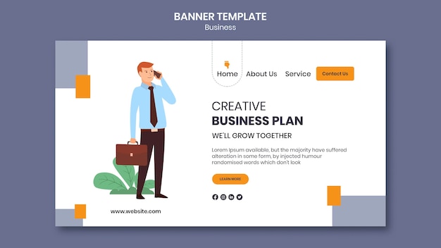 PSD gratuit page de destination pour entreprise avec plan d'affaires créatif