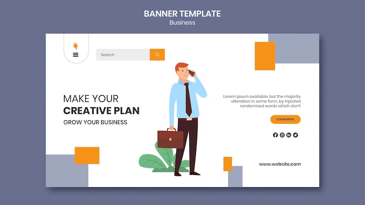 PSD gratuit page de destination pour entreprise avec plan d'affaires créatif