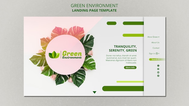 Page de destination pour un environnement vert