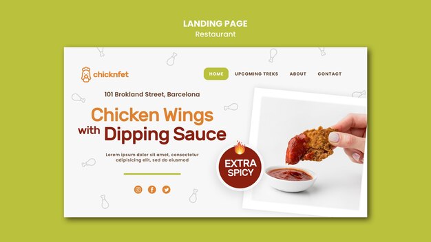 Page de destination pour le restaurant de plats de poulet frit