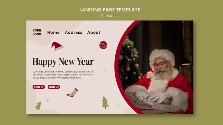 PSD gratuit page de destination pour la vente d'achats de noël