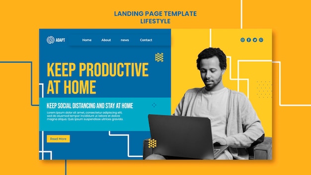 PSD gratuit page de destination productive à la maison