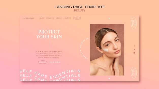 Page de destination des produits de soins de la peau
