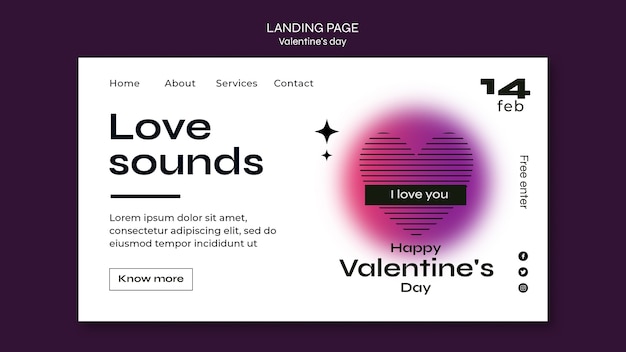 PSD gratuit page de destination de la saint-valentin