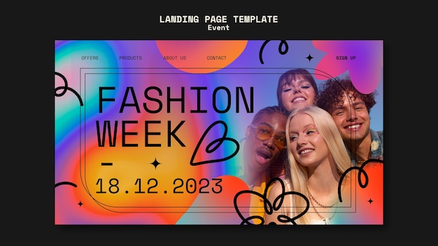 PSD gratuit page de destination de la semaine de la mode dégradée