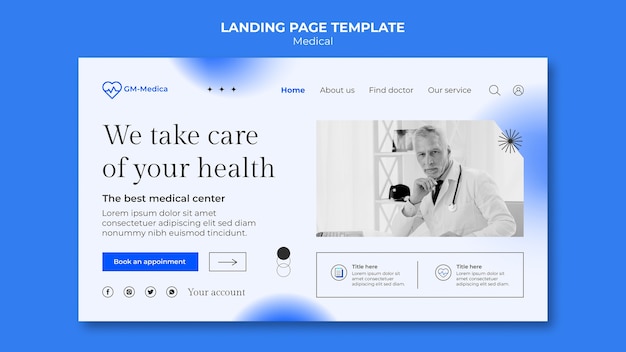 PSD gratuit page de destination des soins médicaux dégradés