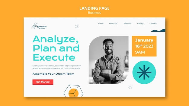 PSD gratuit page de destination de la stratégie commerciale géométrique