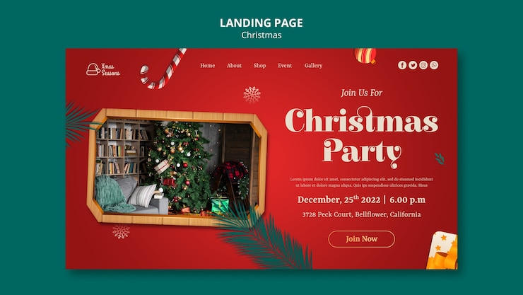 PSD gratuit page de destination des vacances de noël