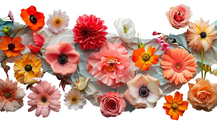 PSD gratuit papier déchiré avec des fleurs isolées