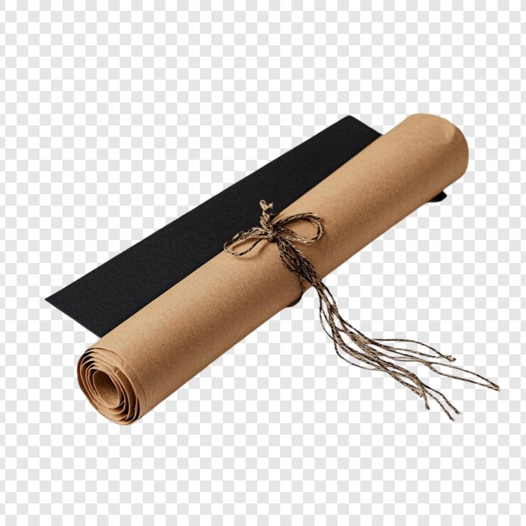 PSD gratuit papier kraft roulé avec filetage studio shot