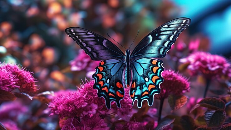 PSD gratuit papillon coloré sur fleur ia générative