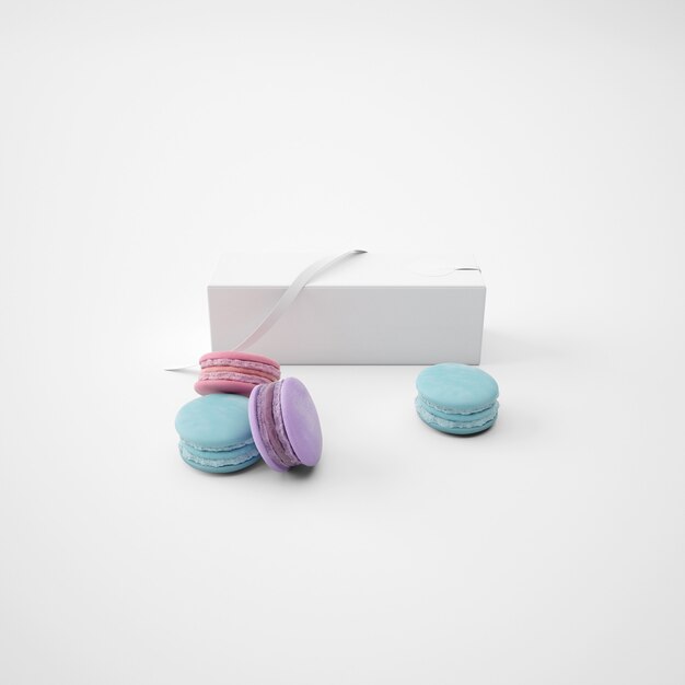 Paquet blanc avec macarons