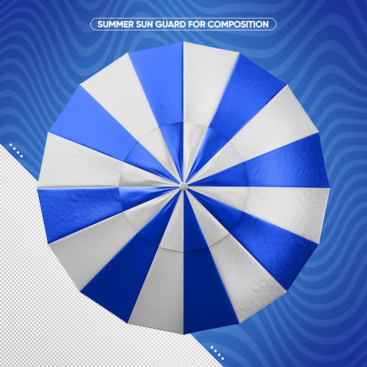PSD gratuit parasol blanc et bleu vue de dessus pour l'été