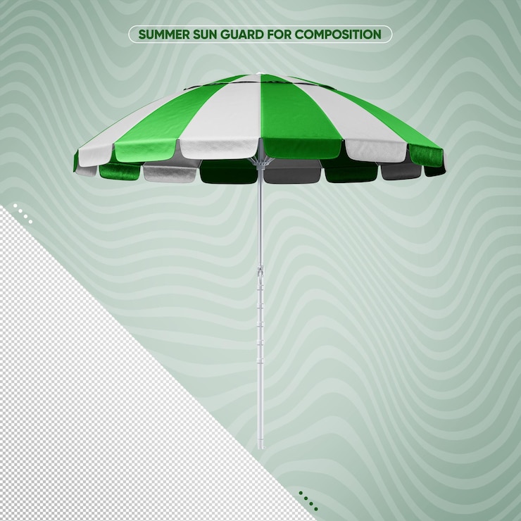 PSD gratuit parasol d'été vert avec du blanc
