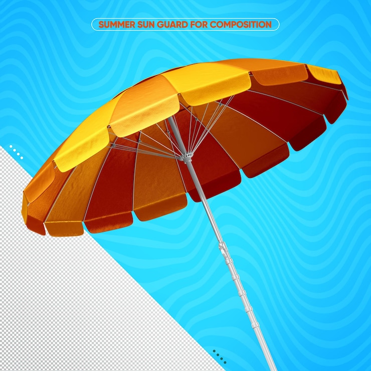 PSD gratuit parasol jaune et orange vue de face pour l'été