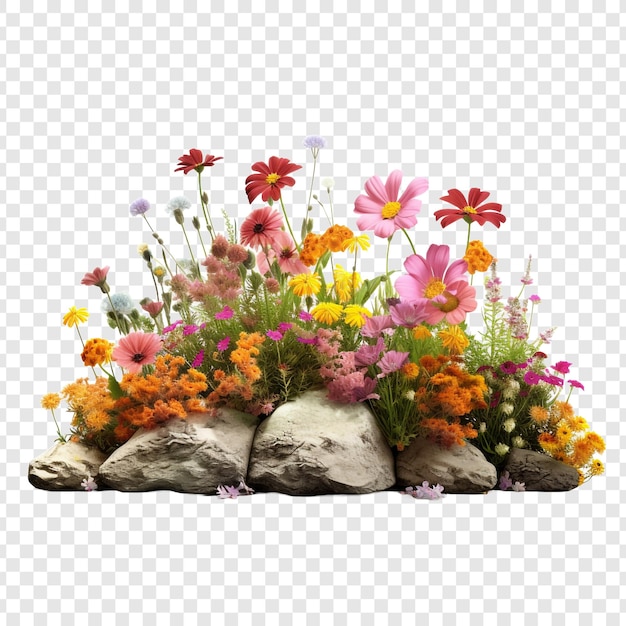 PSD gratuit parterre de fleurs isolé sur fond transparent