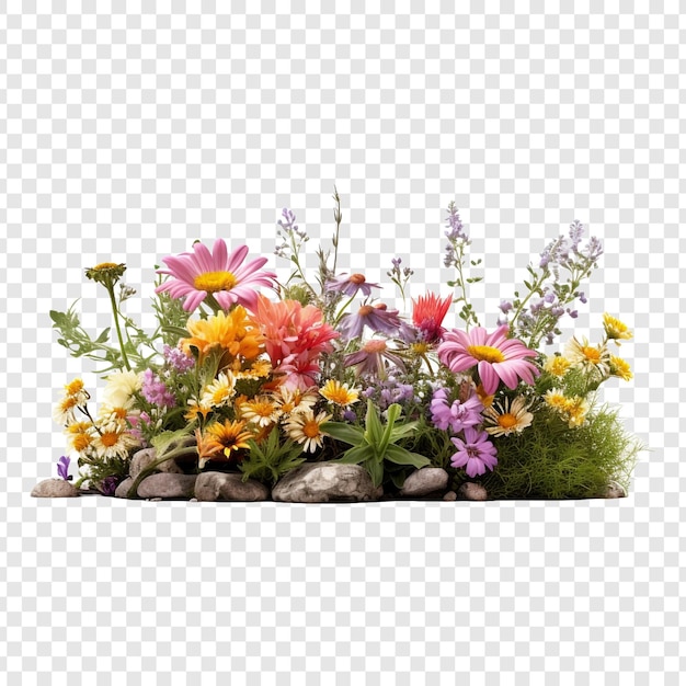 PSD gratuit parterre de fleurs isolé sur fond transparent