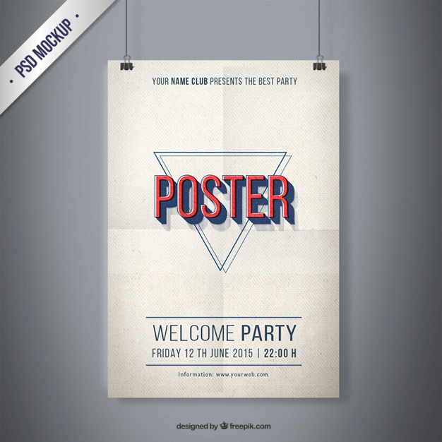 PSD gratuit partie vintage maquette de l'affiche